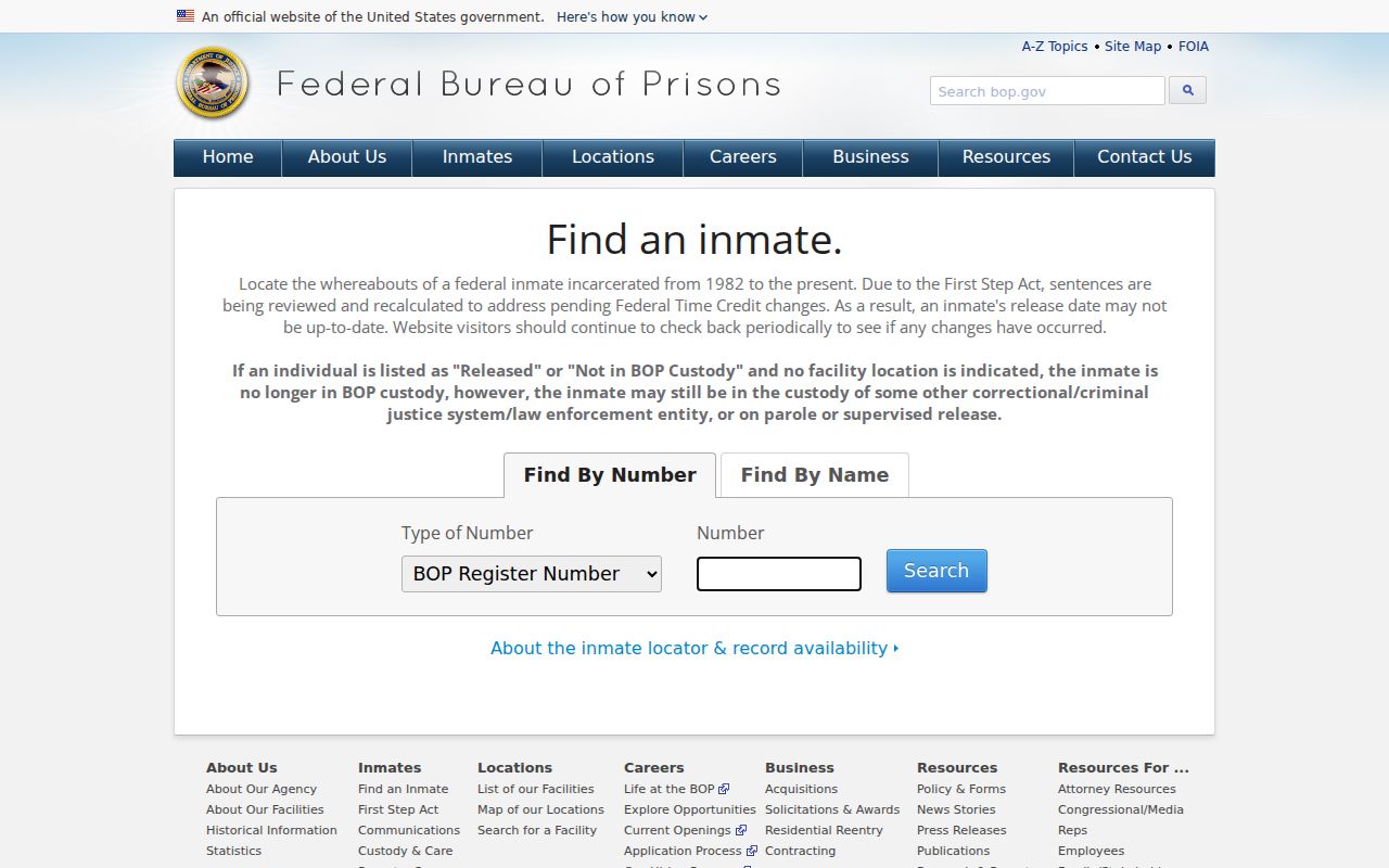 Brunswick resident lookup Federal Bureau of Prisons locator