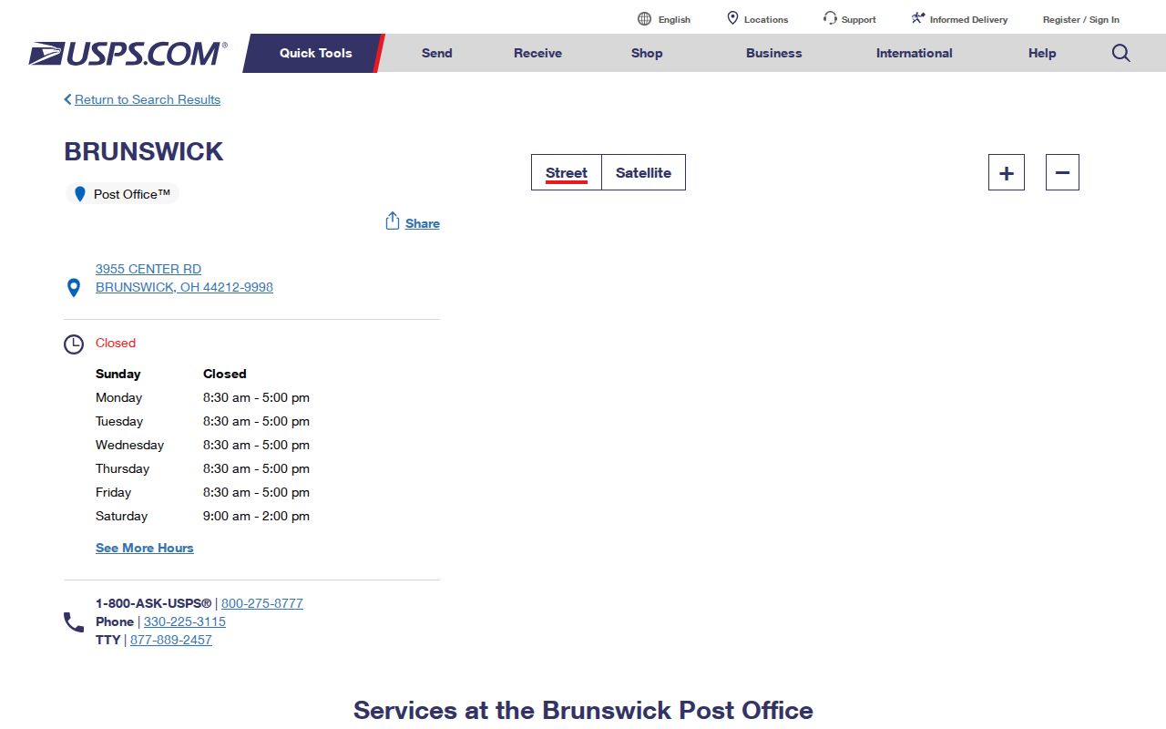 Brunswick ZIP code directory source at the USPS Brunswick Post Office